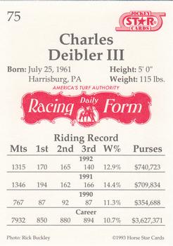 1993 Jockey Star #75 Charles Deibler III Back